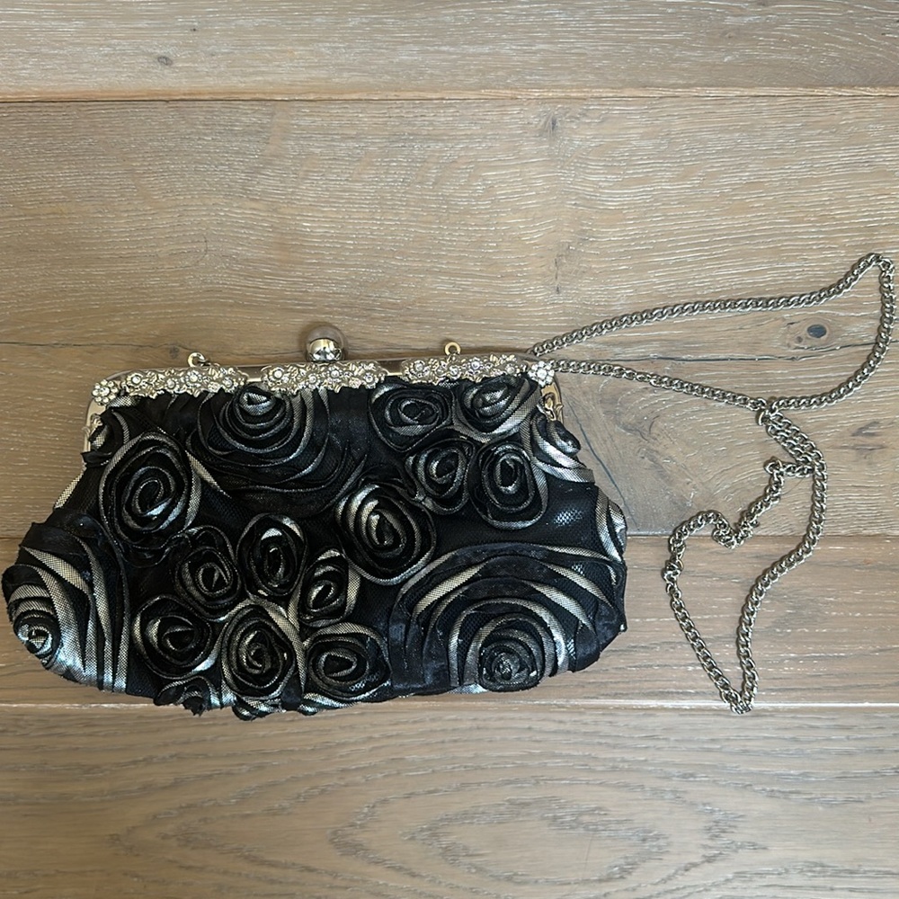 Icing Silver and Black Crossbody Purse